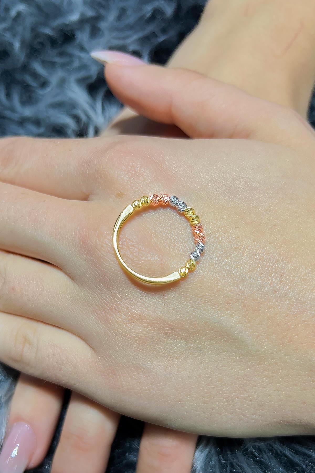 The Trio 14K Tricolor Gold Ball Ring