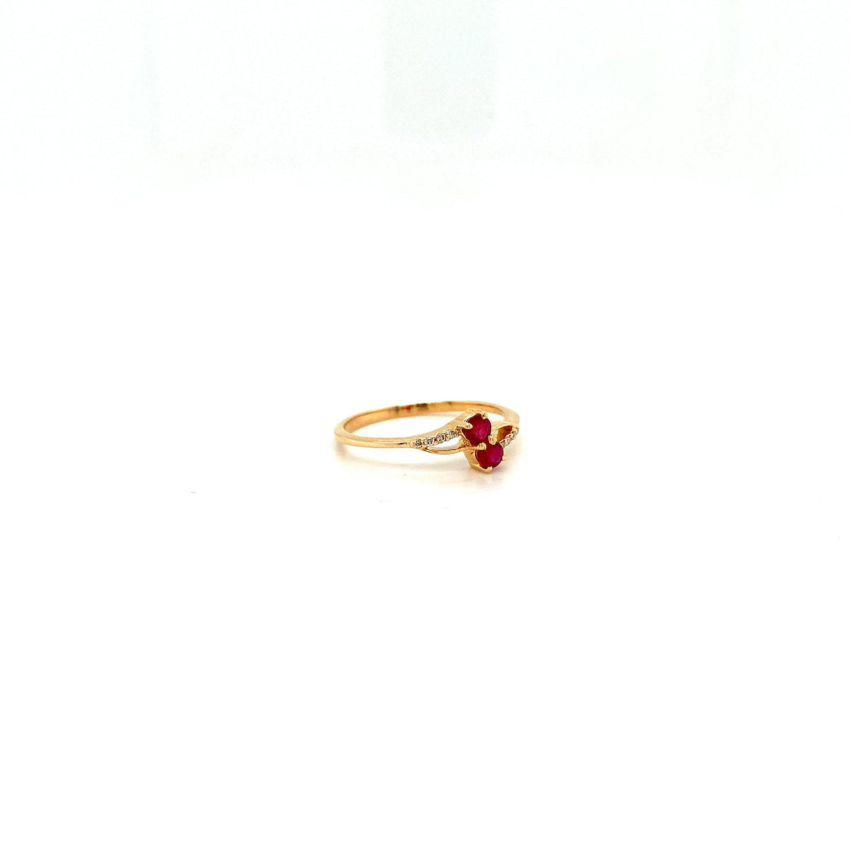 Twin Flame - 14K Solid Gold Ruby & Diamond Ring