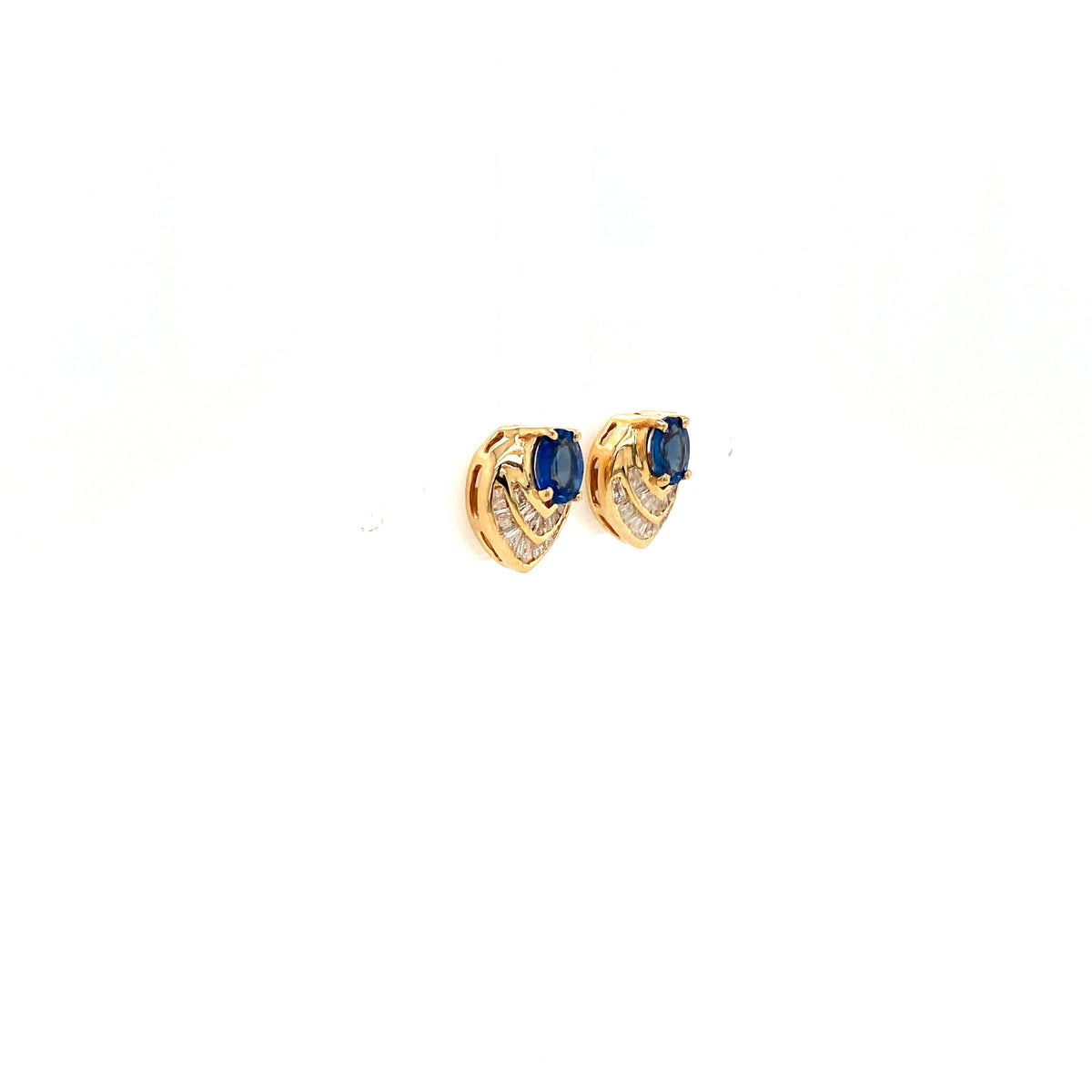 Sirena - Sapphire and Diamond 14K Solid Gold Earrings