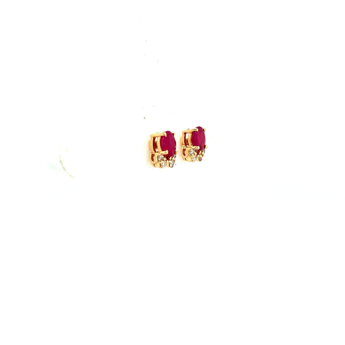 Ruby Rush - Ruby and Diamond 14K Solid Yellow Gold Earrings