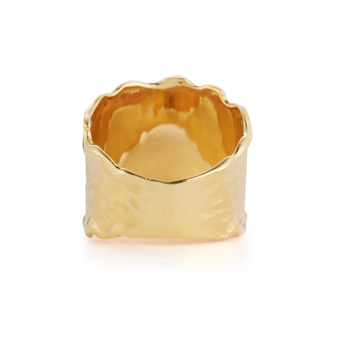 YHLQMDLG Edge Hammered Gold Ring