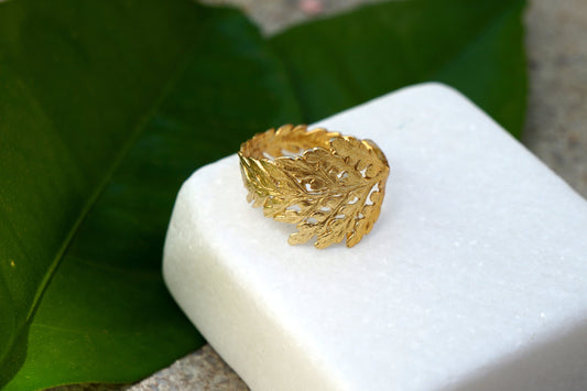 Fern Leaf Handmade Solid Gold Ring