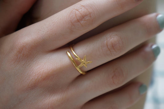 Starfish Adjustable Wrap Gold Ring