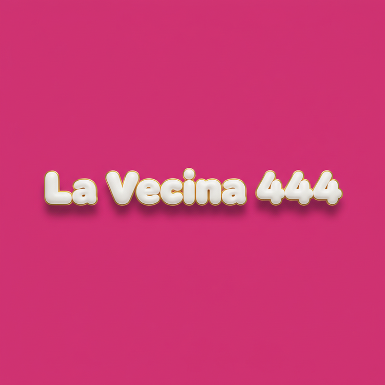 La Vecina 444 bubble letters on fuchsia