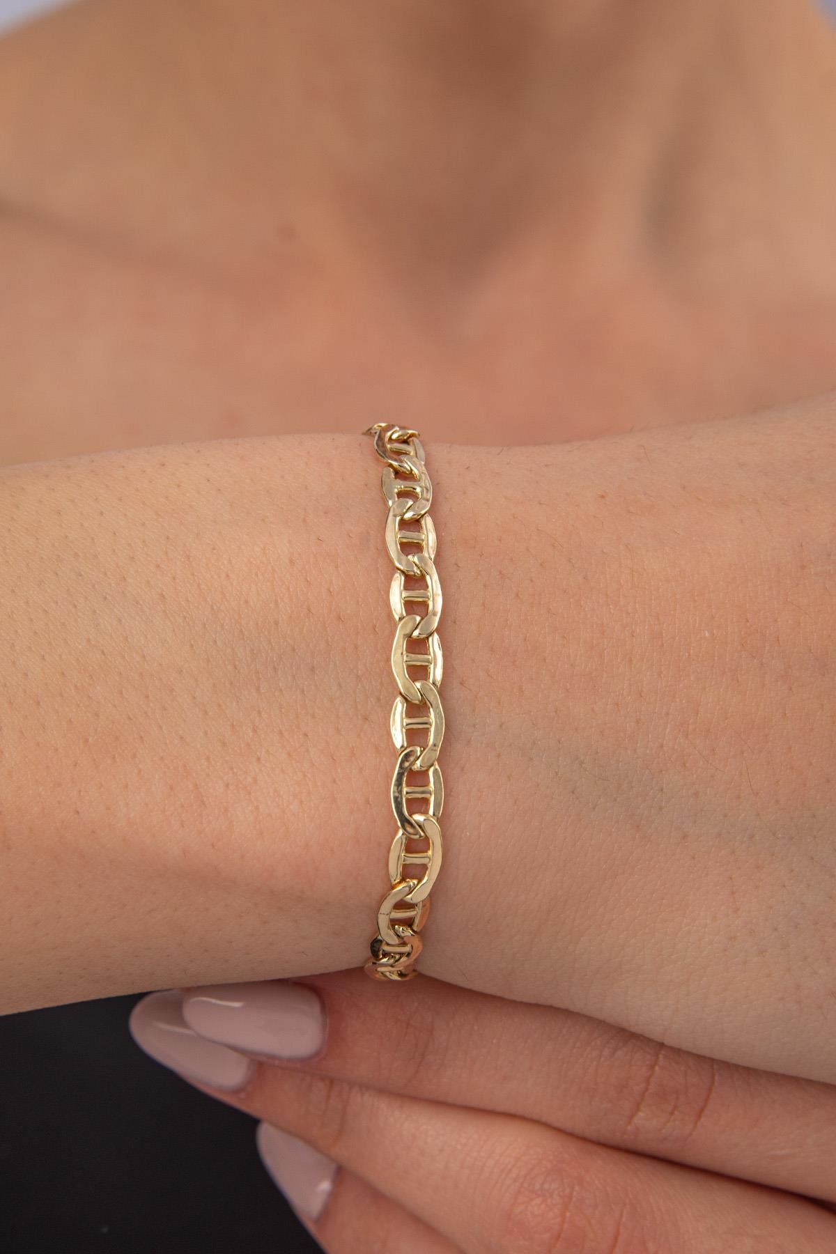Golden Plans 14K Gold Flat Mariner Bracelet