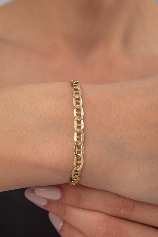 Golden Plans 14K Gold Flat Mariner Bracelet