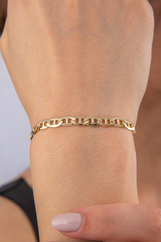 Golden Plans 14K Gold Flat Mariner Bracelet