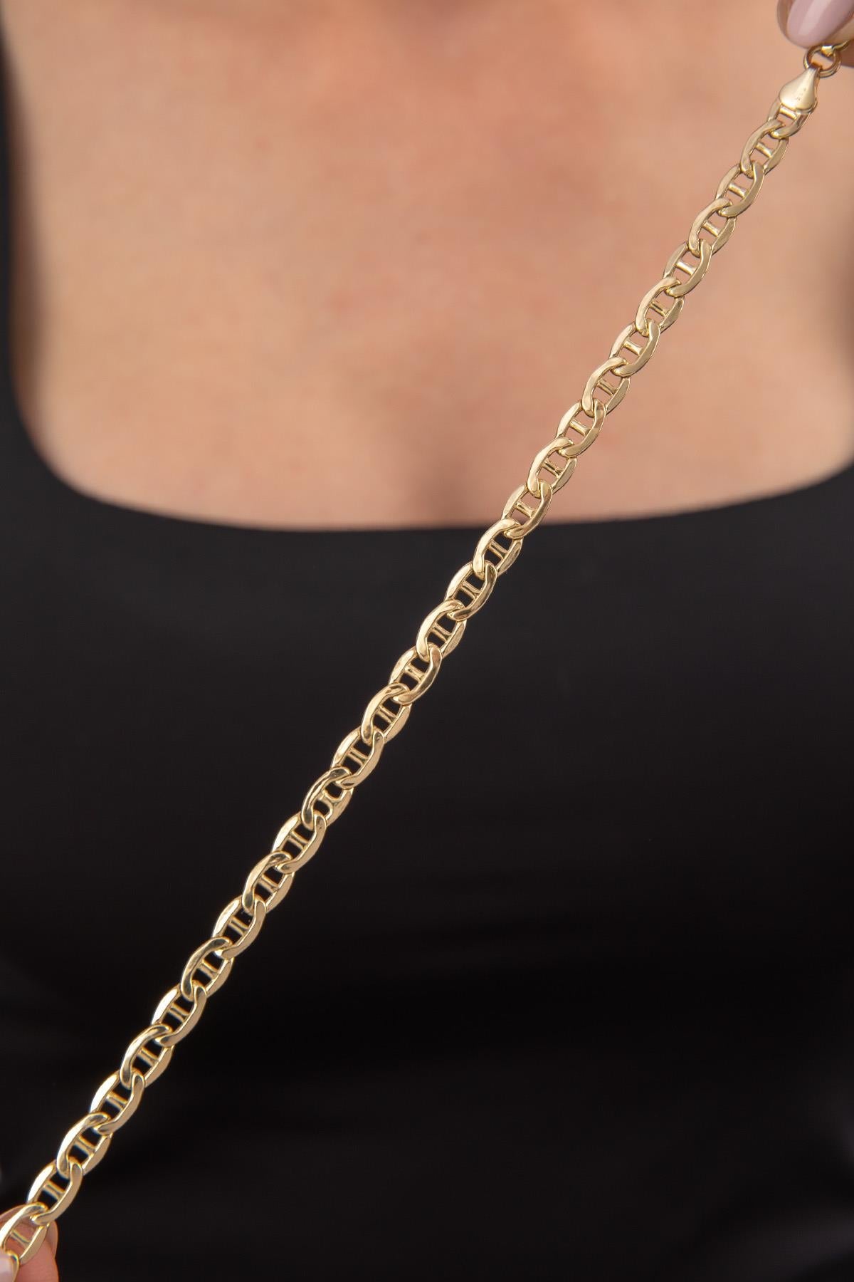 Golden Plans 14K Gold Flat Mariner Bracelet