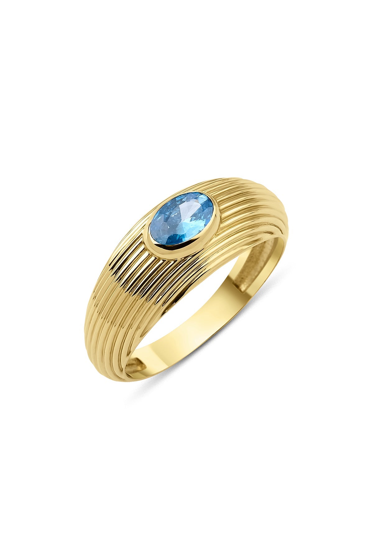 Atlantis 14K Gold Textured Aquamarine Ring