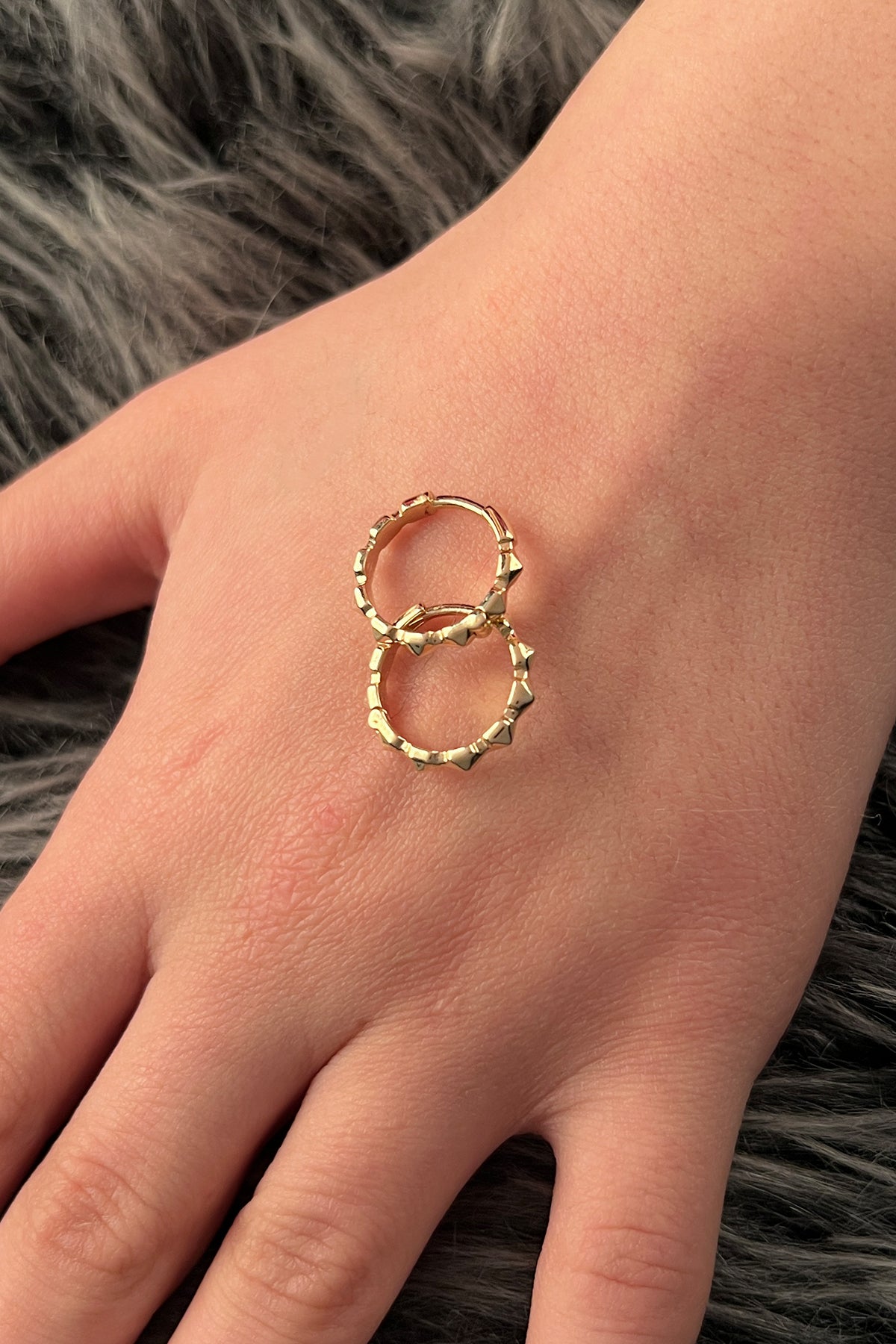 Golden Pyramid 14K Gold Huggie Earrings