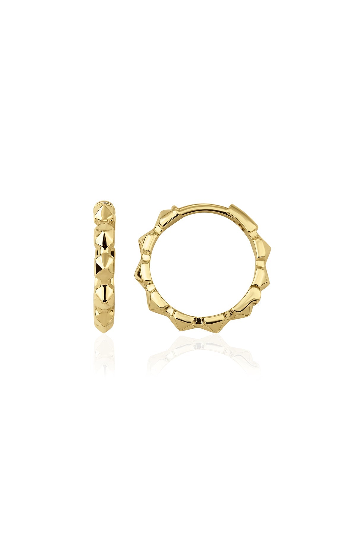 Golden Pyramid 14K Gold Huggie Earrings