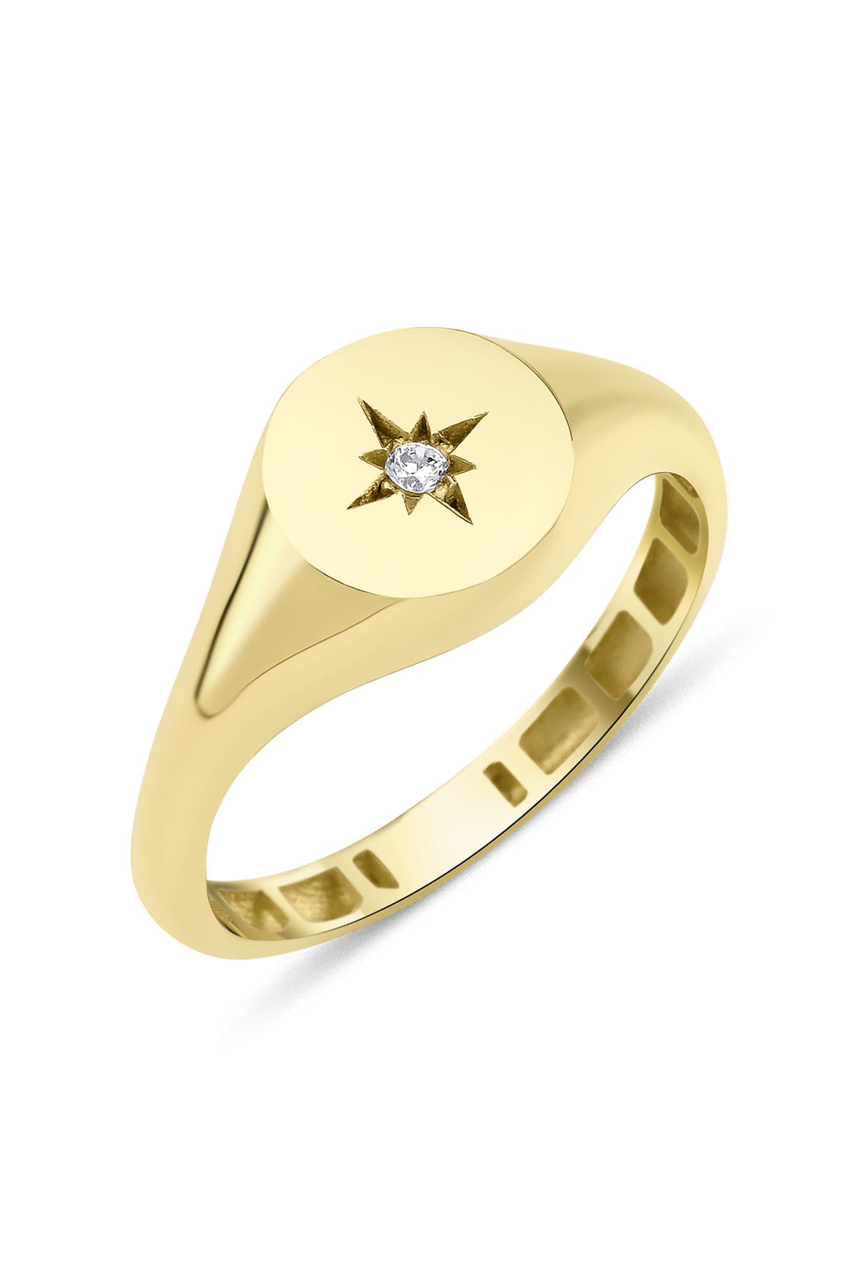 Aqua Star Burst Aquamarine 14K Gold Signet Ring