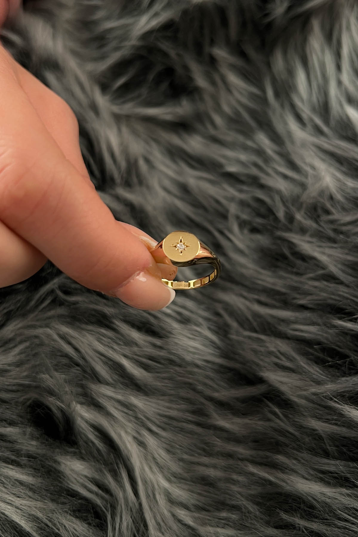 Aqua Star Burst Aquamarine 14K Gold Signet Ring