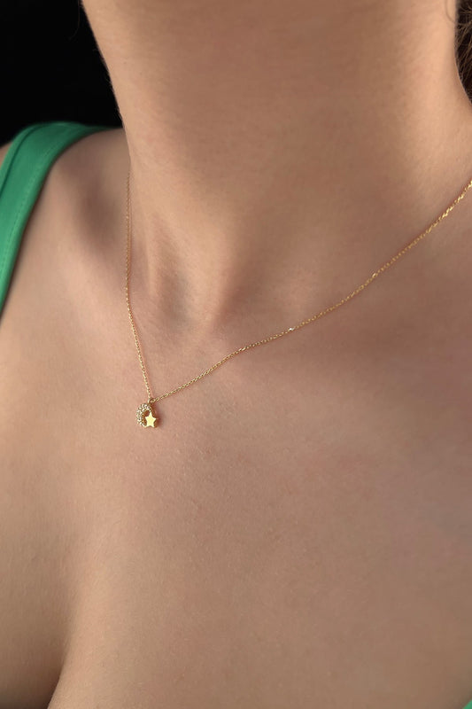 Moonlit Star 14K Gold Necklace