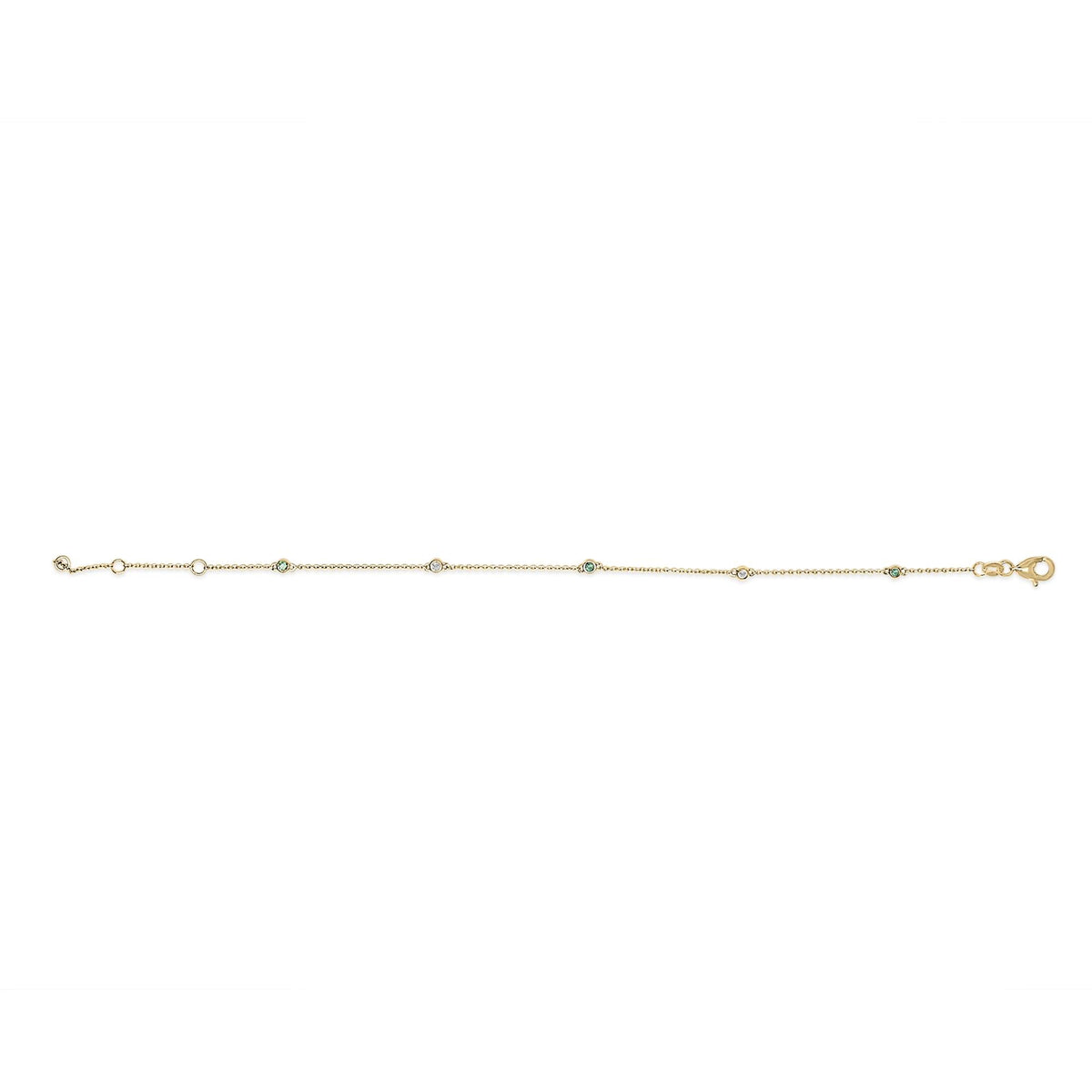Jardín 14K Solid Gold Emerald & Diamond Bezel Station Bracelet