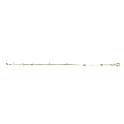Jardín 14K Solid Gold Emerald & Diamond Bezel Station Bracelet