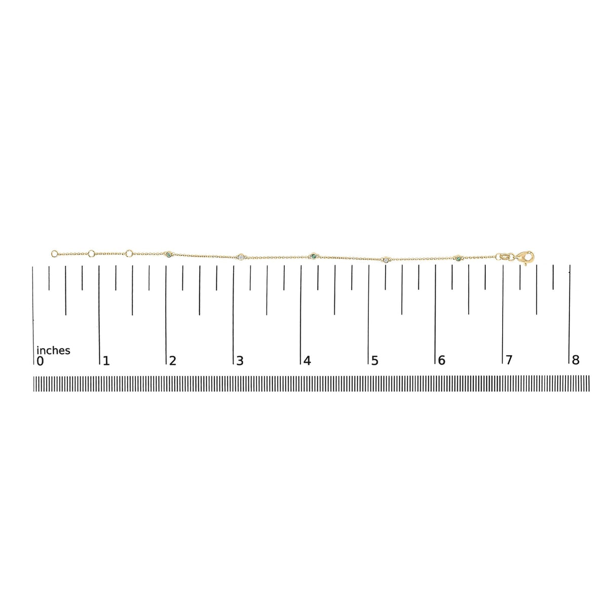 Jardín 14K Solid Gold Emerald & Diamond Bezel Station Bracelet