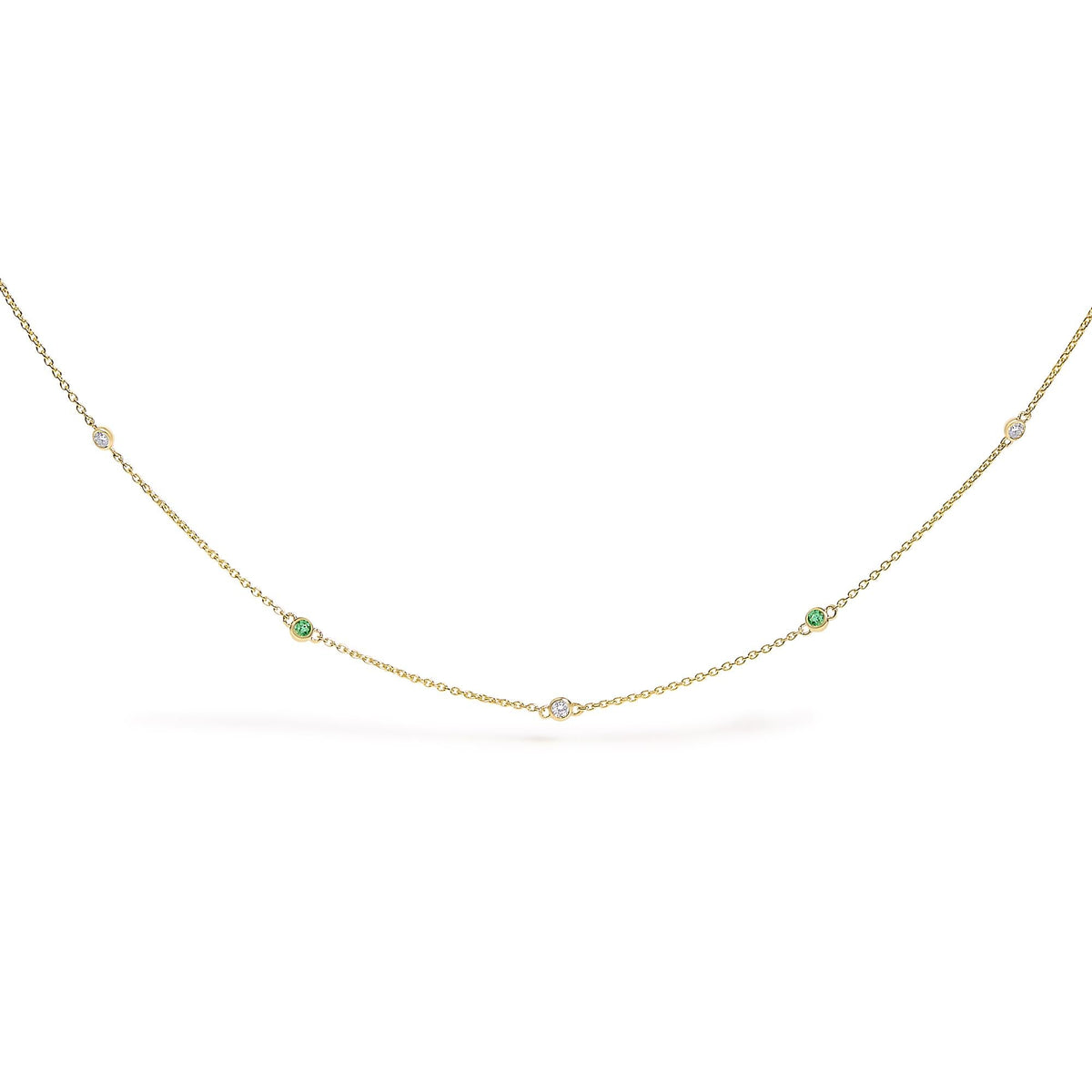 Jardín 14K Solid Gold Emerald & Diamond Station Necklace
