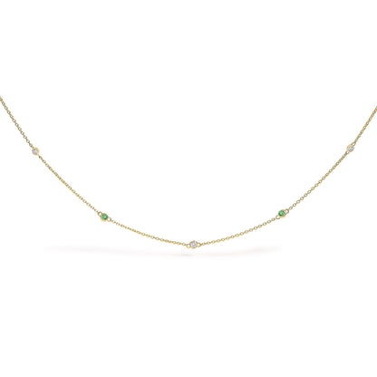 Jardín 14K Solid Gold Emerald & Diamond Station Necklace