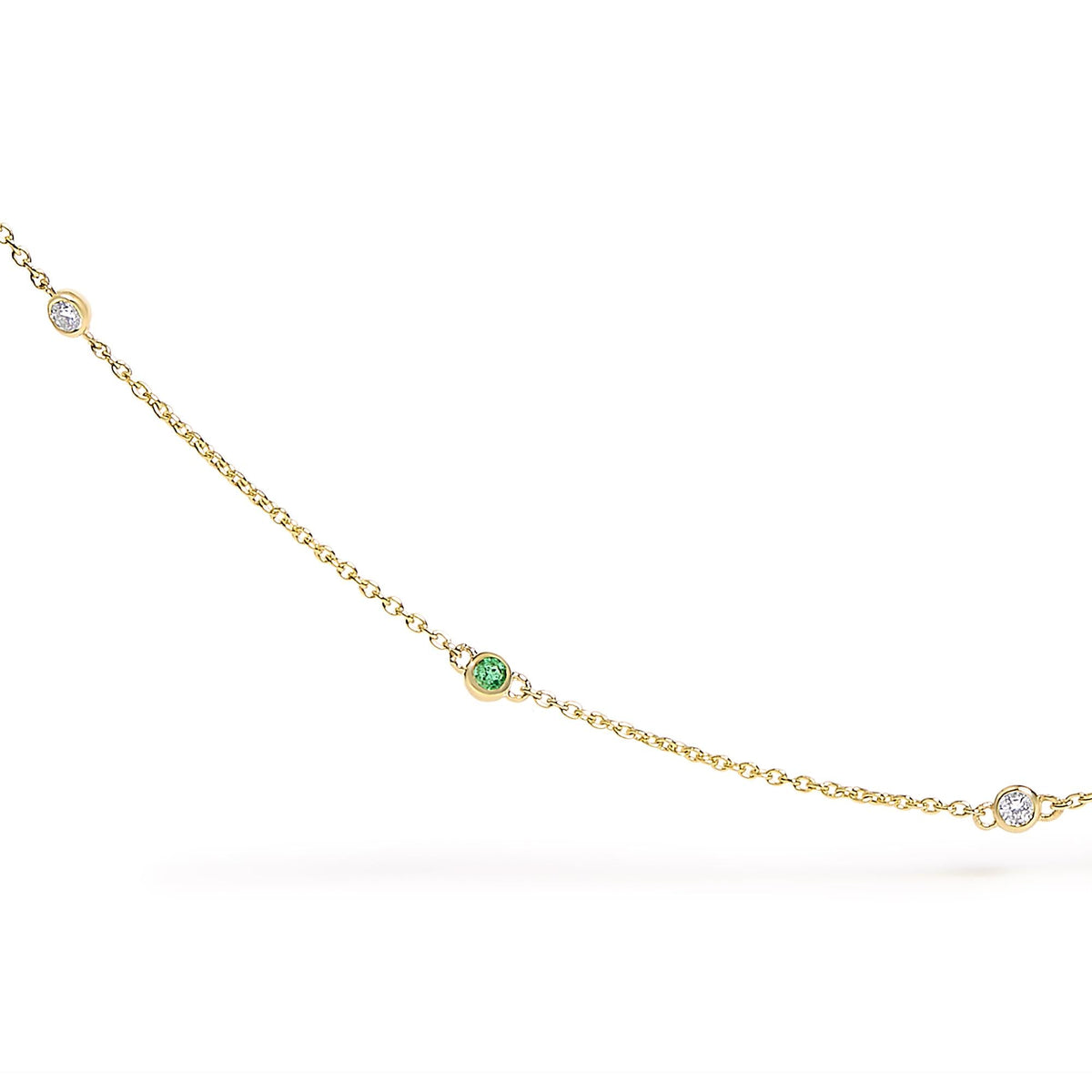 Jardín 14K Solid Gold Emerald & Diamond Station Necklace