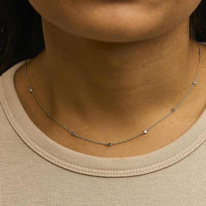 Jardín 14K Solid Gold Emerald & Diamond Station Necklace