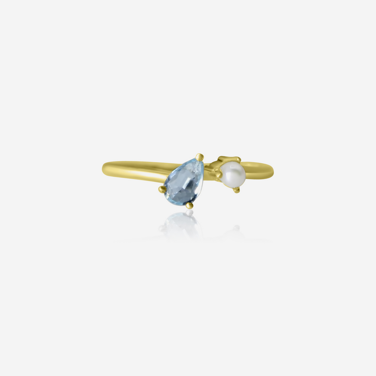 Mermaid Dreams Aquamarine & Akoya Pearl Gold Ring