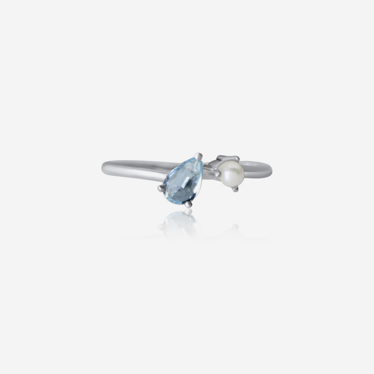 Mermaid Dreams Aquamarine & Akoya Pearl Gold Ring