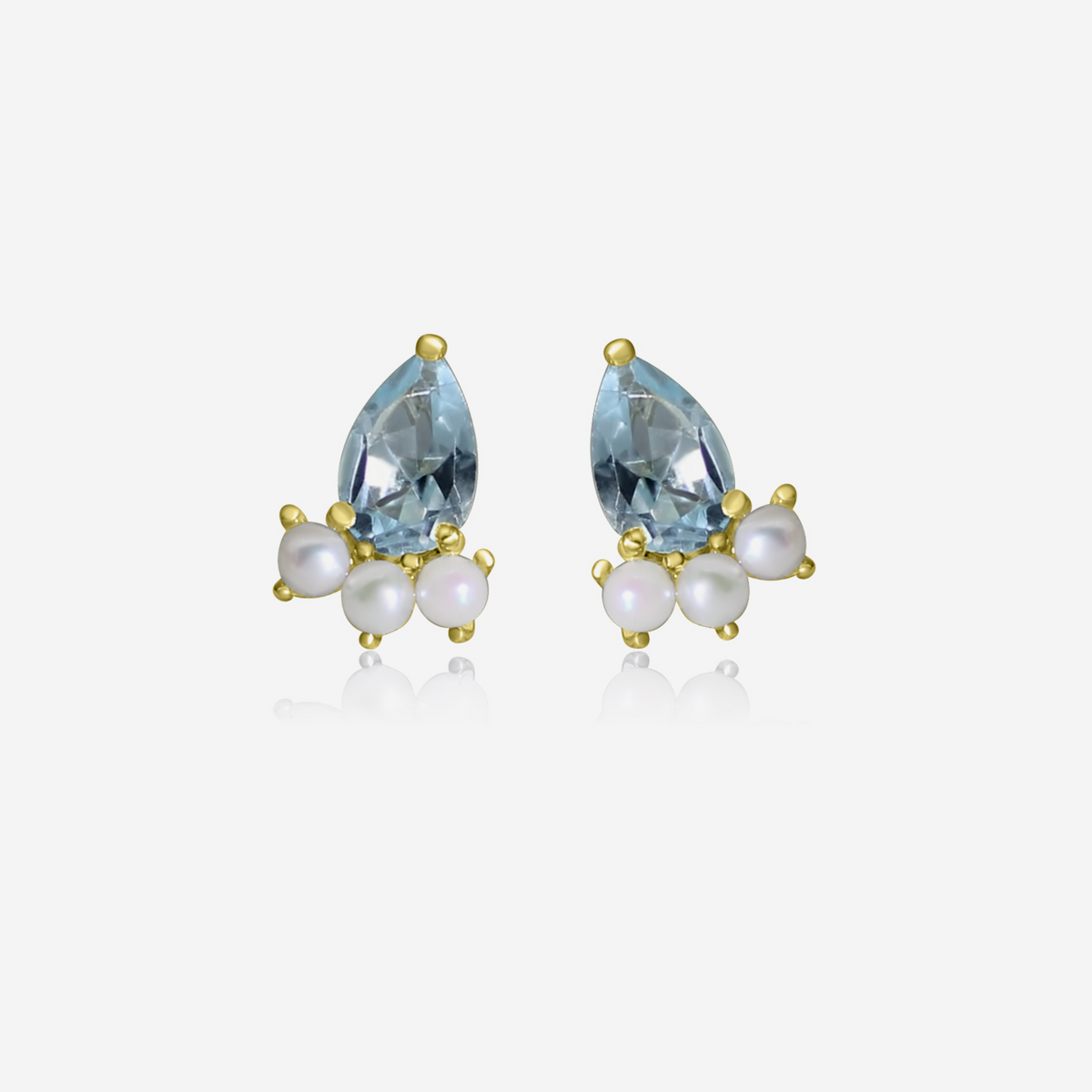 Aquamarine & Pearl Earrings | 14K Gold