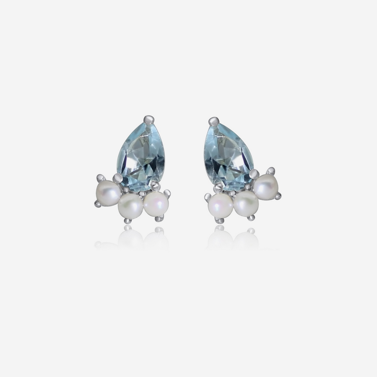 Aquamarine & Pearl Earrings | 14K Gold