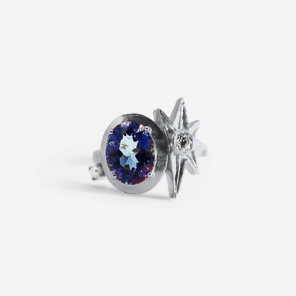 Galaxy 14K Solid Gold Mystic Tourmaline Statement Ring