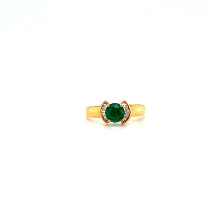 Clover - 18K Solid Gold Emerald & Diamond Ring