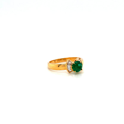 Clover - 18K Solid Gold Emerald & Diamond Ring
