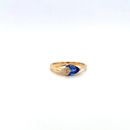 High Tide - Sapphire and Diamond 14K Solid Yellow Gold Ring
