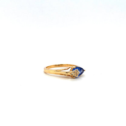 High Tide - Sapphire and Diamond 14K Solid Yellow Gold Ring