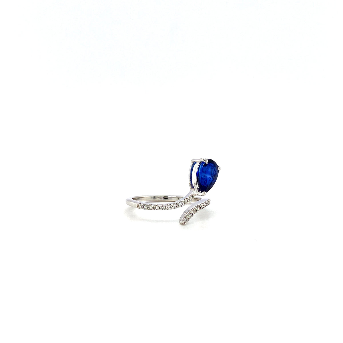 Something Blue - Sapphire and Diamond 18K Solid White Gold Climbing Ring
