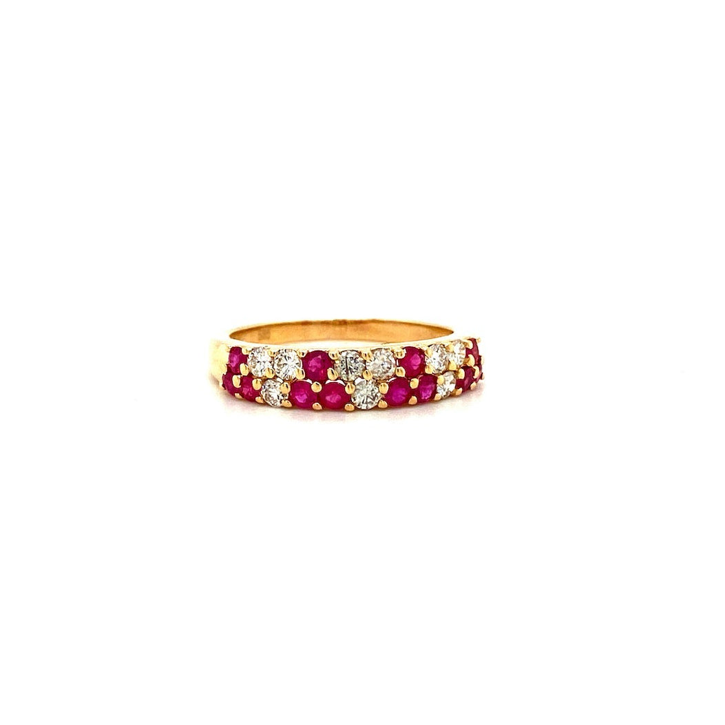 Fire & Ice - Ruby and Diamond 14K Solid Gold Ring