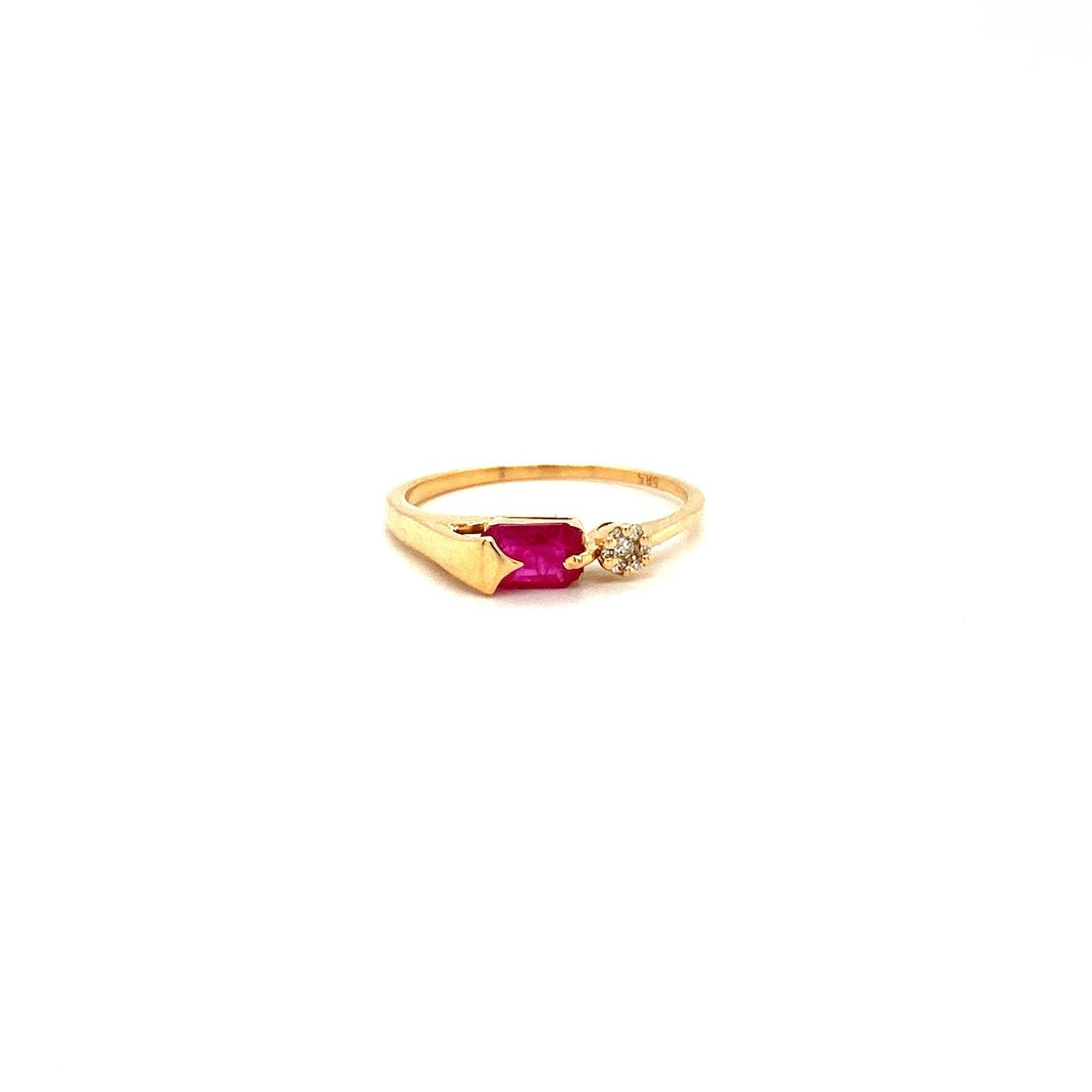 Golden Scarlet - 14K Solid Gold Ruby & Diamond Ring