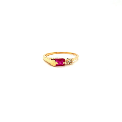 Golden Scarlet - 14K Solid Gold Ruby & Diamond Ring