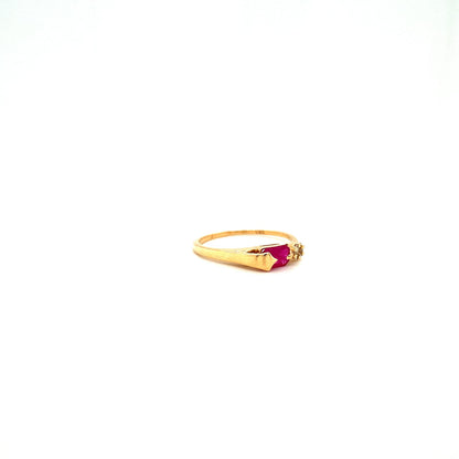 Golden Scarlet - 14K Solid Gold Ruby & Diamond Ring