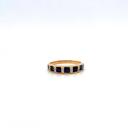 Low Tide - Sapphire and Diamond 14K Solid Yellow Gold Ring