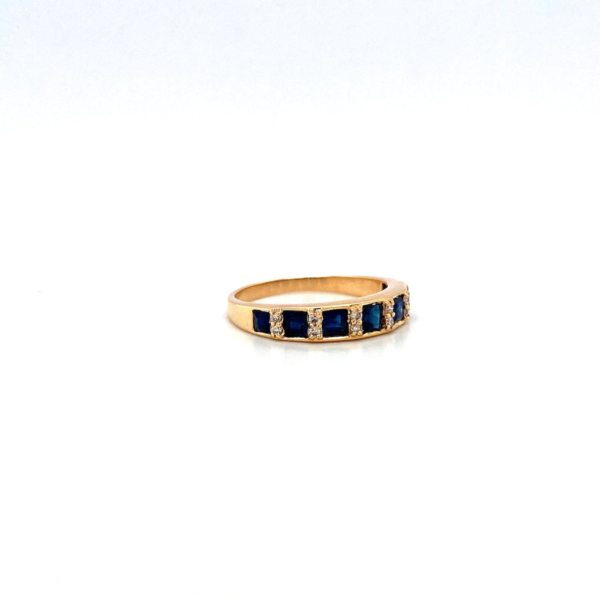 Low Tide - Sapphire and Diamond 14K Solid Yellow Gold Ring