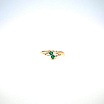 Verde 14K Solid Gold Emerald & Diamond Ring