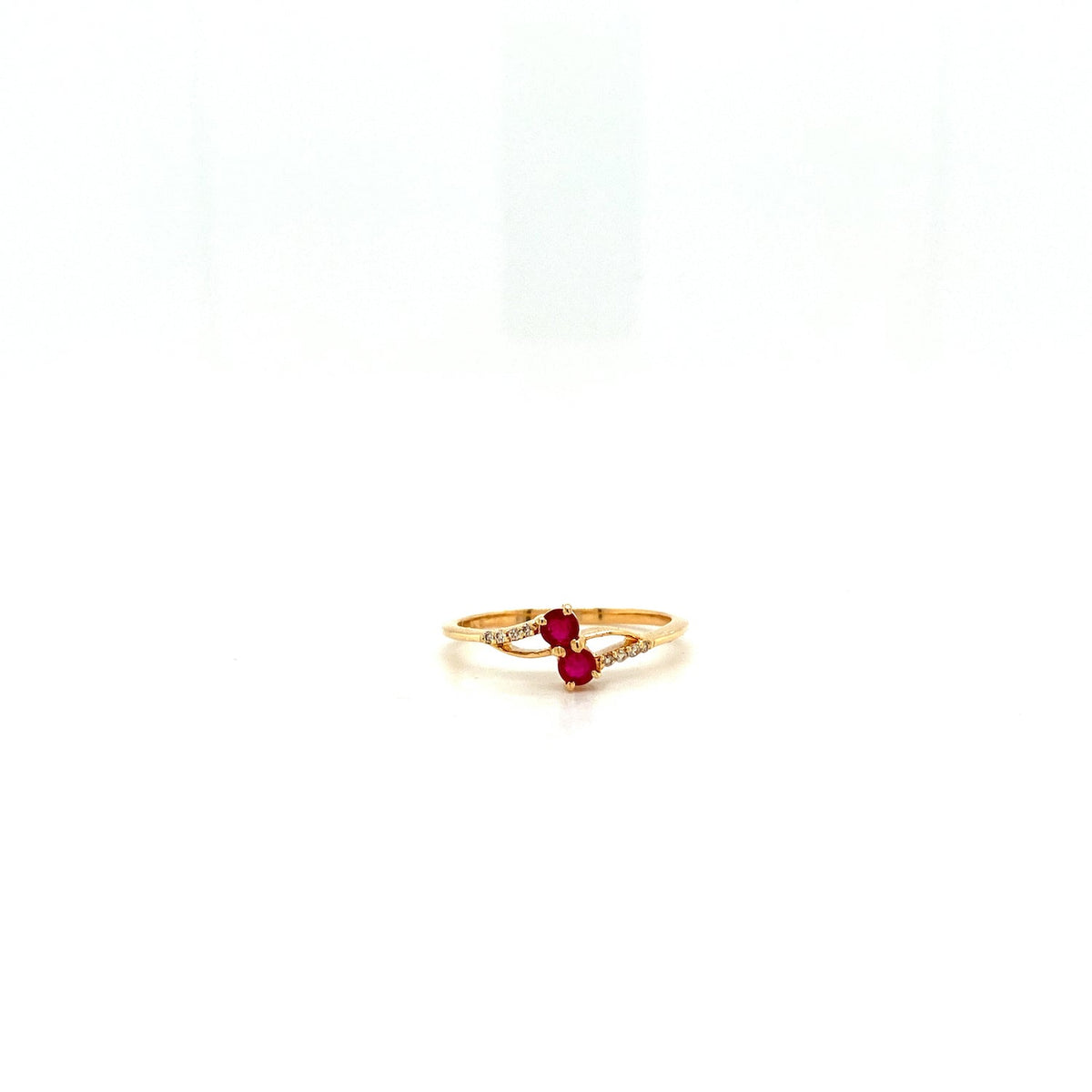 Twin Flame - 14K Solid Gold Ruby & Diamond Ring