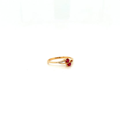 Twin Flame - 14K Solid Gold Ruby & Diamond Ring