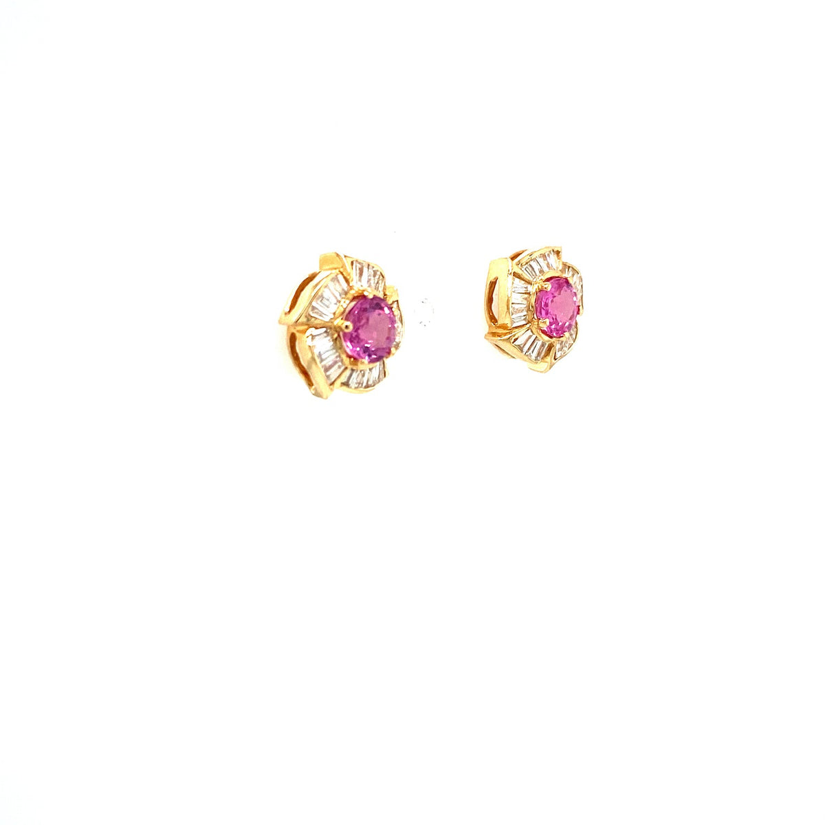 Blushing Gold 14K Solid Gold Pink Sapphire & Diamond Earrings
