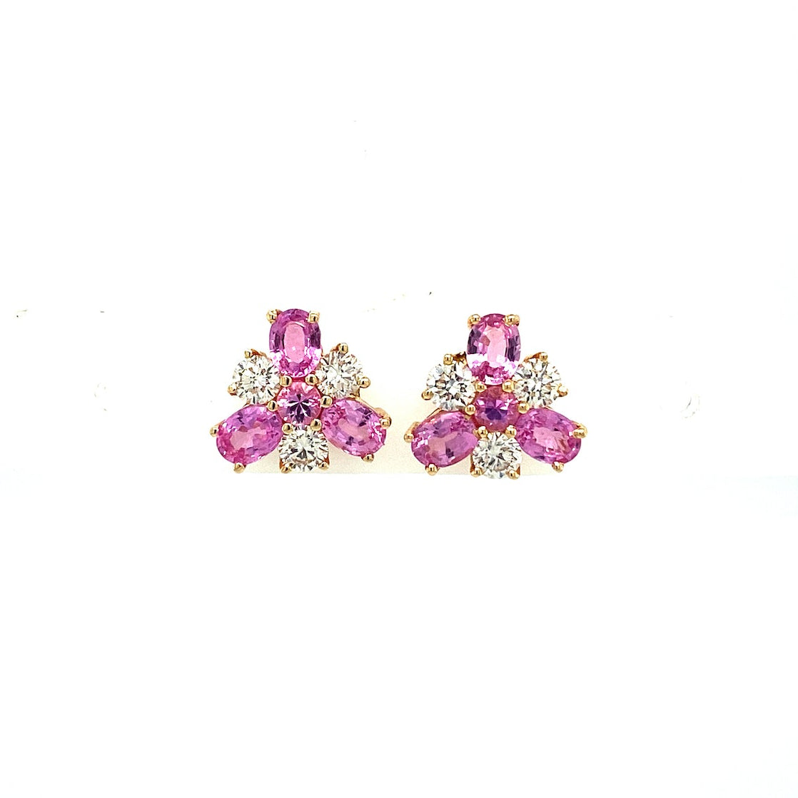 Rosé - 14K Solid Gold Pink Sapphire & Diamond Earrings
