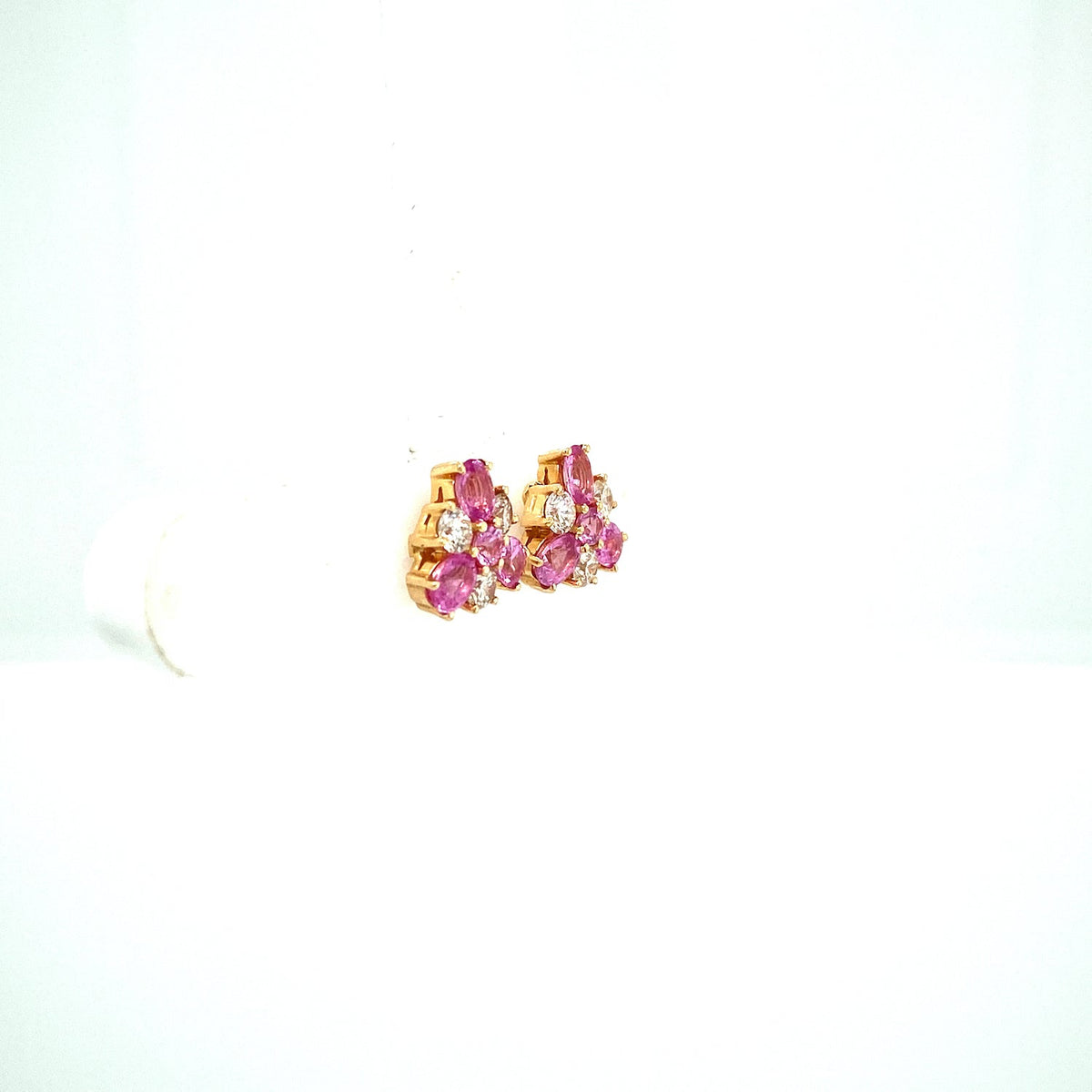 Rosé - 14K Solid Gold Pink Sapphire & Diamond Earrings