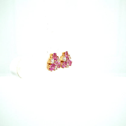 Rosé - 14K Solid Gold Pink Sapphire & Diamond Earrings
