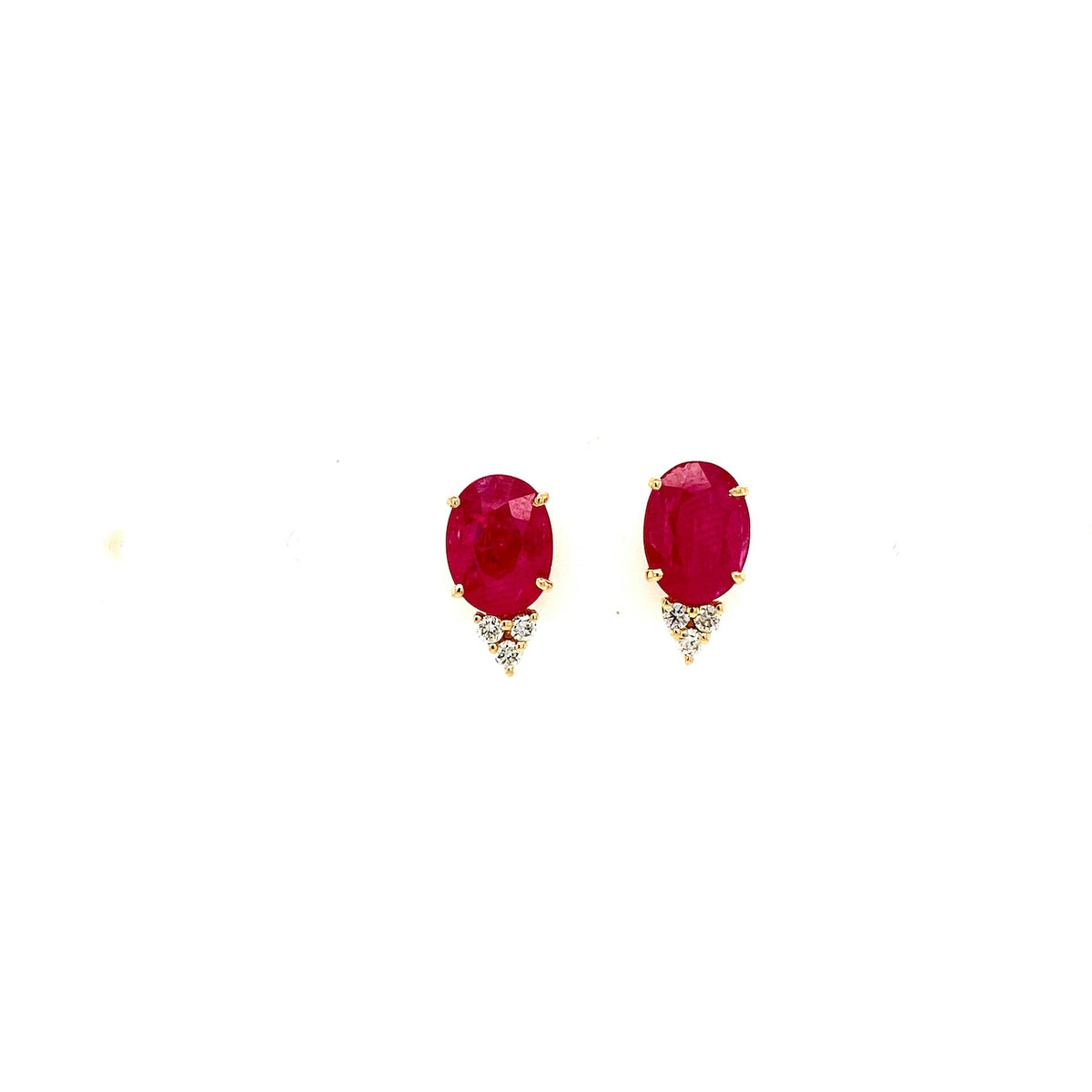 Red Hot - Ruby and Diamond 14K Solid Yellow Gold Earrings