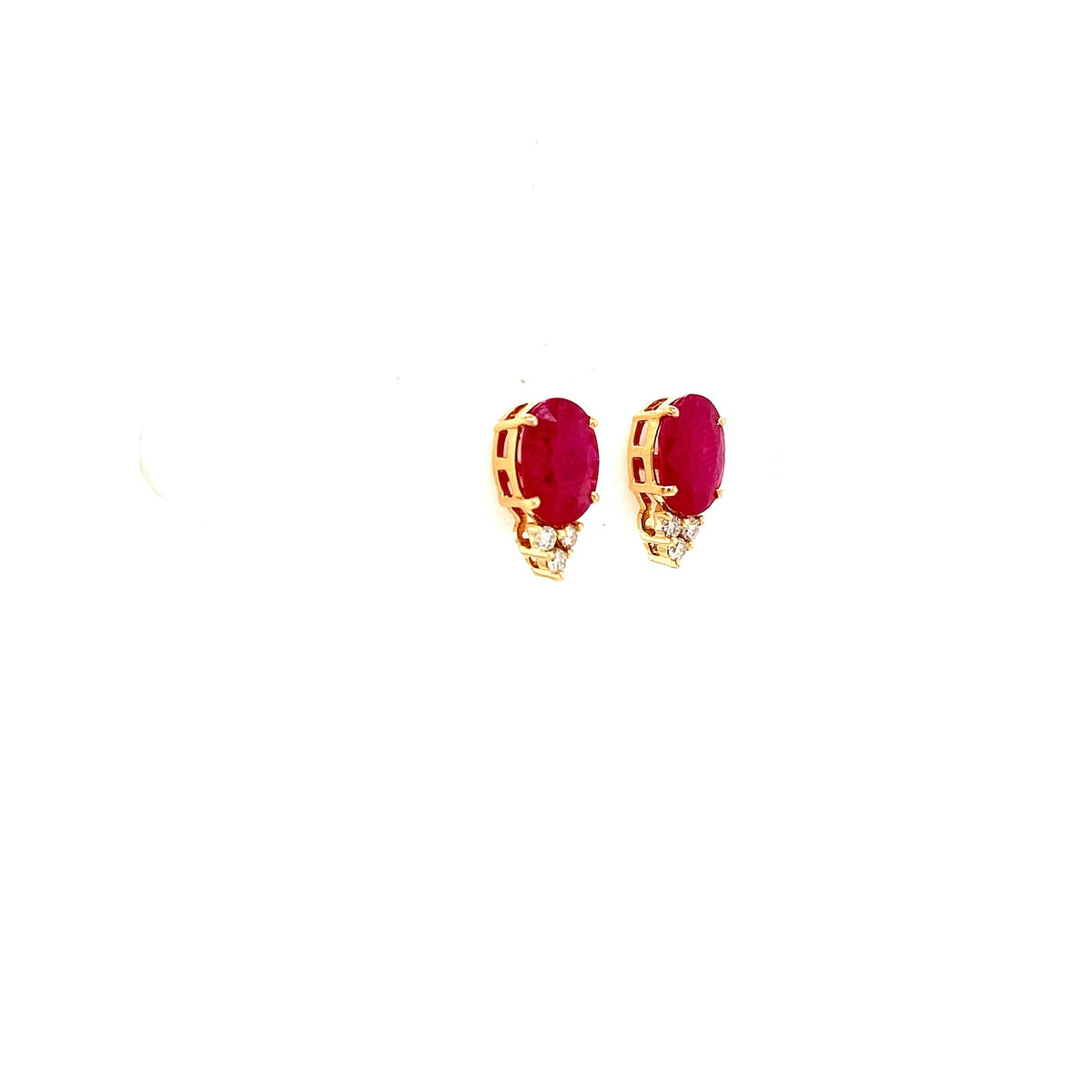 Red Hot - Ruby and Diamond 14K Solid Yellow Gold Earrings